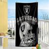 Raiders Helmet Customized Name Beach Towel Super Soft & Absorbent Perfect for Traveling Yoga Camping and Swimming