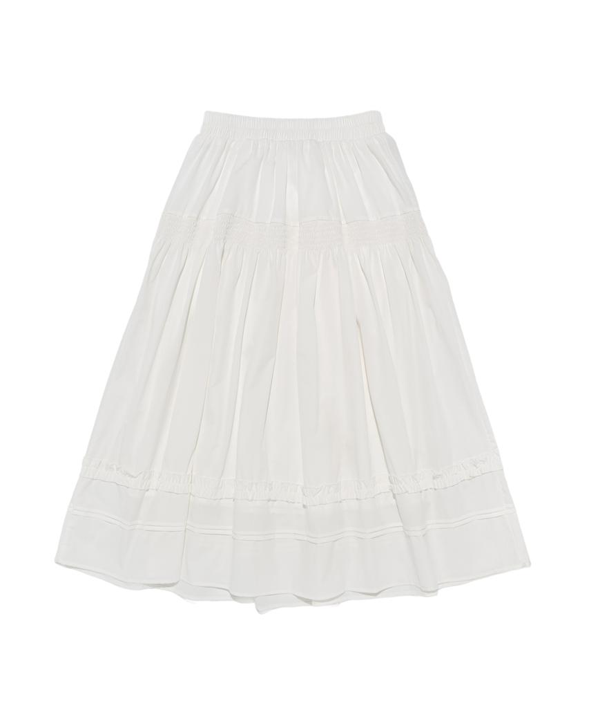 Cargo Bros For Woman Frilled Elastic Long Skirt (White)