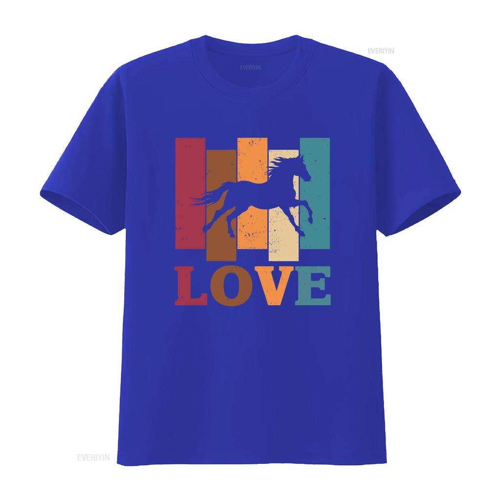 Horse T Shirt I Love Lover Rider Owner Trainer Who Loves Horses HOR004F01 Vintage Washed Streetwear Designer Clothes Unisex