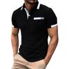 Heren Effen Kleur Knoop Streep Revers Korte Mouw Top Heren Casual Mode Overhemd