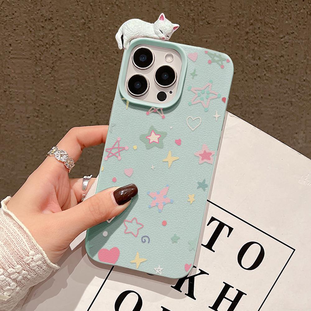 3D Phone Case for iPhone 11 13 17 Pro Max 17 Air Case iPhone 13 15 16 Pro Max 12 14 Pro Max 14 15 Plus Cute 3D Kitten Cartoon Leather