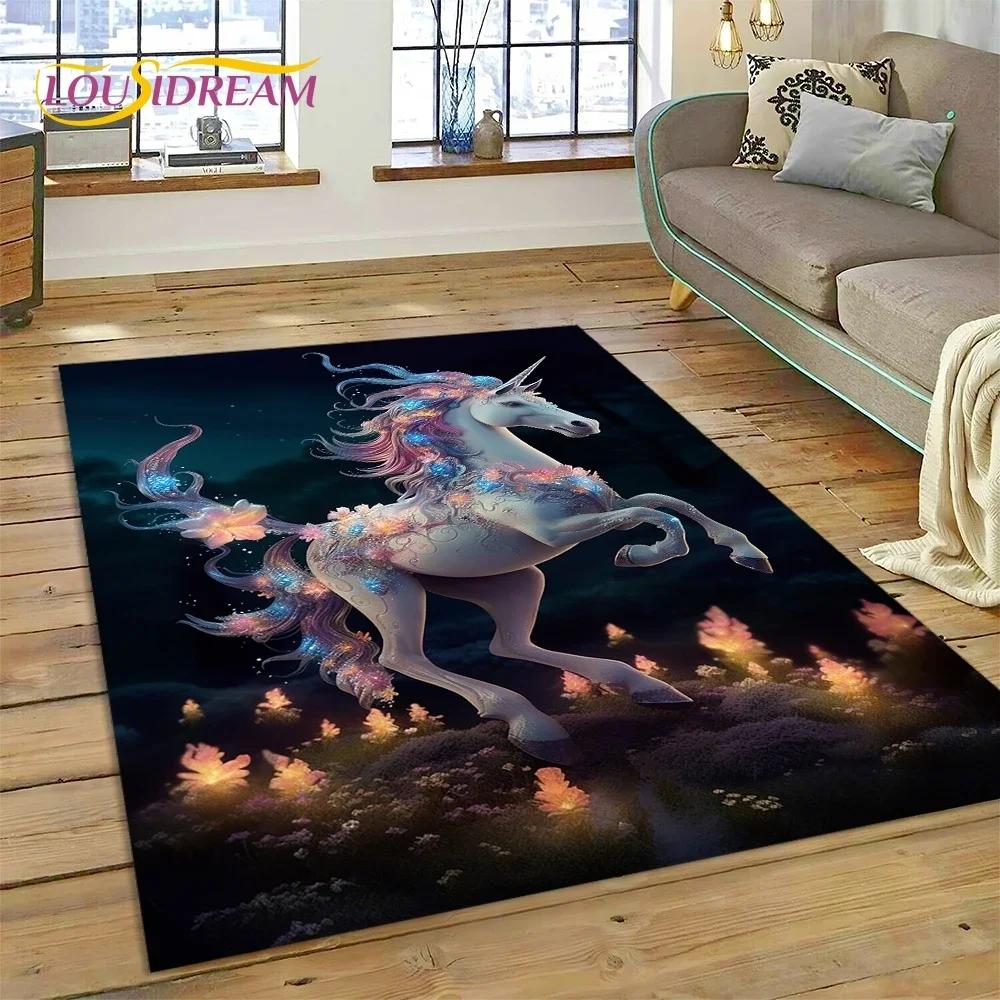 3D Söt Dröm Enhörning Tecknad Flicka Mat Matta för Sovrum Vardagsrum Hem Soffa Dekoration, Barnlek Stor Dekor Golvmatta