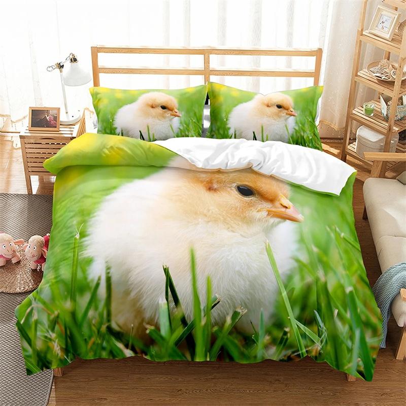 Ferme Poulet Roi Reine Housse de Couette Complète Poule Adorable Poussin Ensemble de Literie Famille Animal Housse de Couette 2/3 pièces Polyester Housse de Couette
