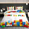 3pcs Building Blocks Bedding Duvet Cover Set Lego Building Blocks Bedding Set Colorful Building Blocks Themed Bed Quilt Set