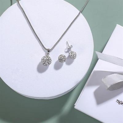 Shine Ball Necklace and Earrings Set Jewelry Gift Set