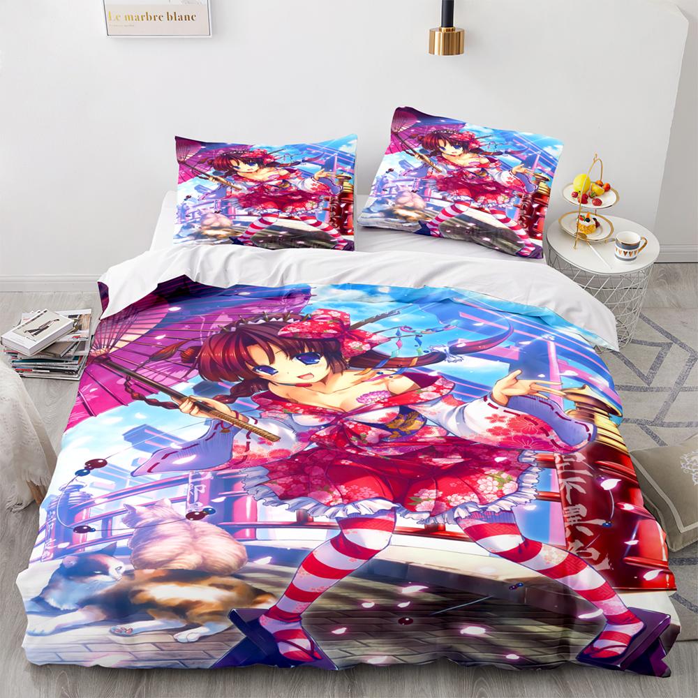 Anime Kawaii Sexy Girl Bedding Set Boys Girls Twin Queen Size Duvet Cover Pillowcase Bed Kids Adult Fashion Home Textileextile