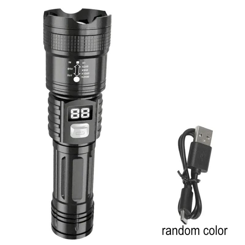 LED-ficklampor med hög effekt Inbyggt batteri USB-uppladdningsbar Stark handlampa Multifunktionell ficklampa För nödsituationer Camping
