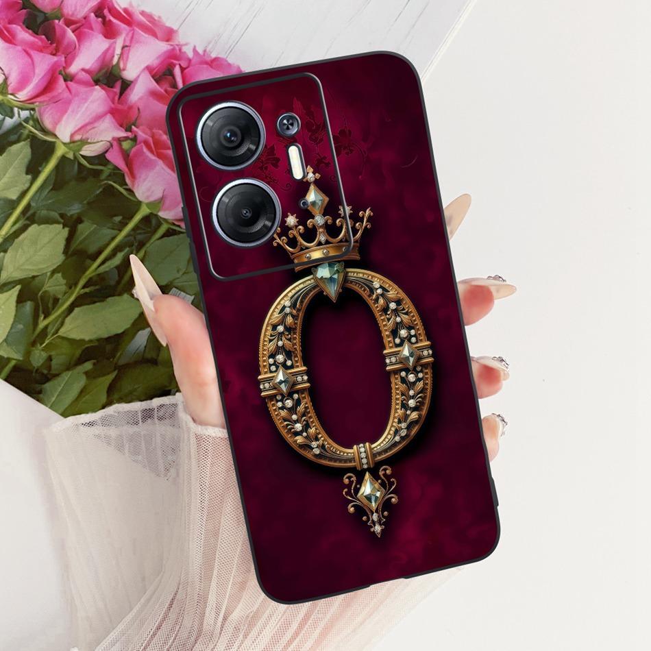 For Infinix Hot 30 5G X6832 Royal Crown Initial Letter Couple Phone Case For Infinix Hot30 5G Black Silicone Soft Covers Bumpers