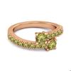 Anel Bypass Pavé de Pedras Gêmeas Peridoto - Prata Esterlina 925 Vermeil Ouro Rosa