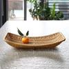 New Handwoven Food Plate Plastic Rattan Ellipse Shape Storage Tray Solid Serving Plate Storage Fruit Vegetable Cake
