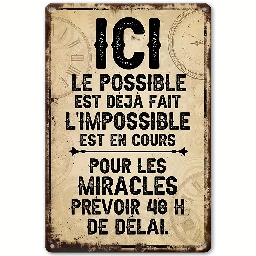 Vintage French Metal Tin Sign Inspirational Quote Wall Art with Rustic Design Perfect for Home Cafe Bar or Club Decor