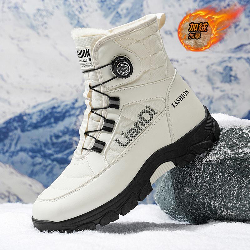 Winter Men's Boots 2026 New High Top Cotton Shoes Plush Warm Snow Boots Non-slip Hiking Boots for Men Winter High Top Sneakers