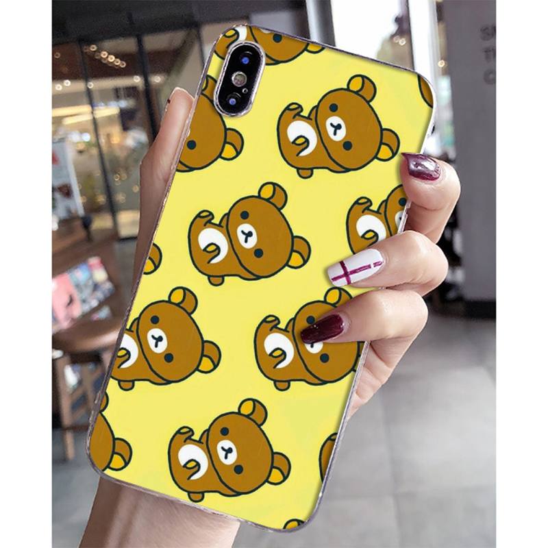 YNDFCNB Rilakkuma Phone Case for iPhone 11 12 13 Mini Pro XS MAX 8 7 6 6S Plus X 5S SE 2020 XR Cover