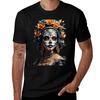 Vibrant Catrina Calavera Matte Flower Art Tshirt Big And Tall Gym Tshirt