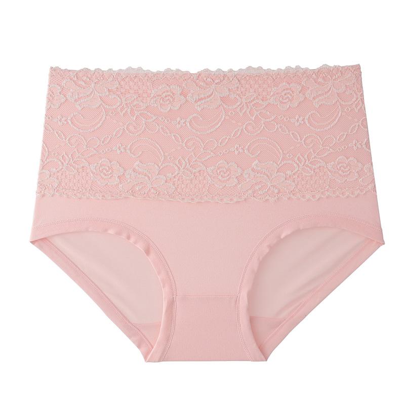 Women'S Panties Breathable Lace Trim Solid Color Briefs High Waist Fat Plus M-6xl