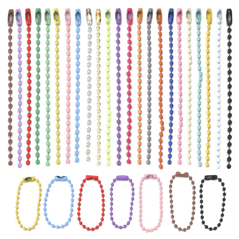 100Pcs/lot 10/12cm Iron Spray Paint Chain Colorful Ball Bead Connection Chain for Keychain Pendant Tag Chain Toy Hanging Chain