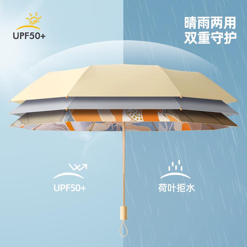 Neuer dreifach faltbarer 8-Rippen Farbkleber-Regenschirm digitaler Sonnenschutz UV-Schutz Sonnenschirm