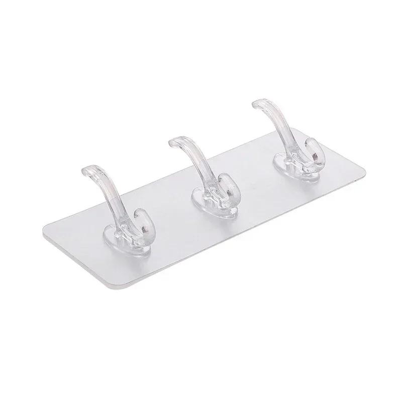 Transparent Self Adhesive Hooks For Kitchen Bathroom Organizer Transparent Strong Adhesive Door Wall Hanger Key Holder Heavy