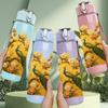 1PC Peacock Yellow Floral Art 750ml Color Plastic Sports Water Bottle Leakproof Flip Straw Lid Suitable for Sports Office Home Use