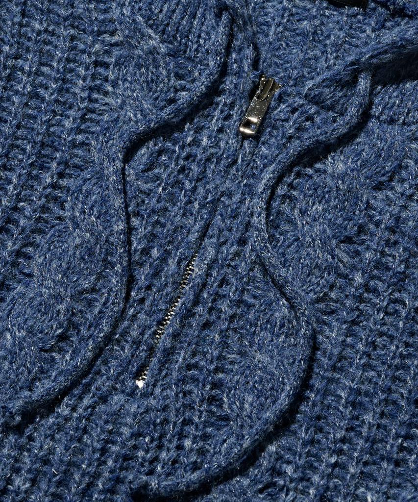 OTHERFITS Cable Weight Knit Hoodie Half Zip (Navy)