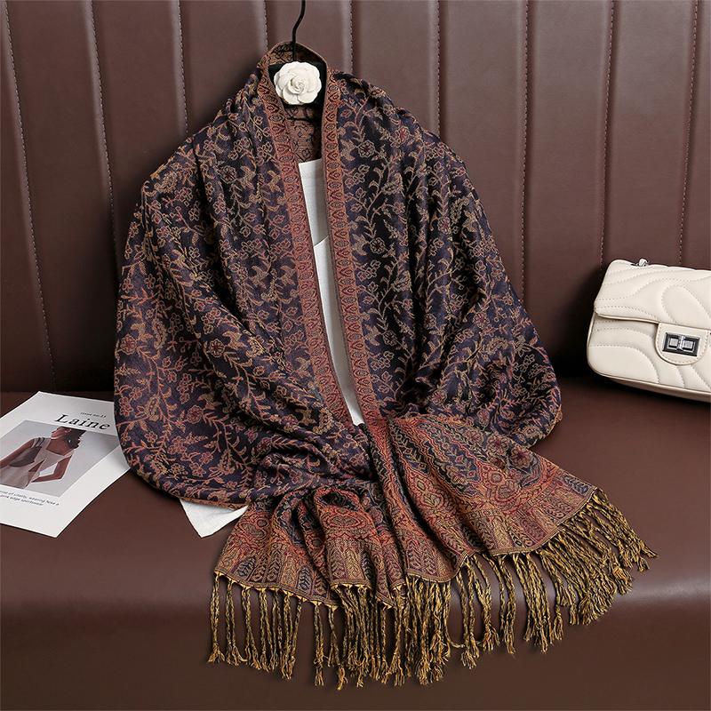 New Winter Women Cotton Jacquard Scarf Big Shawl Fashion Elegant Lady Long Printing Decorate Scarves Sun Protection Bandana