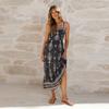 Spot 2026 European and American Summer New Bohemian Ethnic Style Print Suspender Elastic Waist Vacation Style Dress