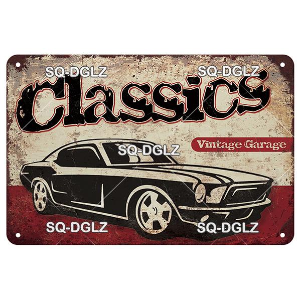 SQ-DGLZ Vintage Metal Sign Classice Cars Tin Sign Garage Shop Plate Home Bar Door Wall Decor Sticker Decoration Plaque Poster