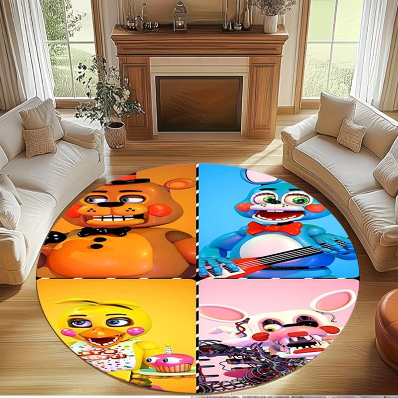 Tappeto Rotondo Stampato Five Nights at Freddy's, Tappeto da Pavimento Lavabile, Per Ingresso, Stanza del Dormitorio, Lavanderia, Ufficio, Studio, Decorazione per la Casa, Regalo di Compleanno, Natale