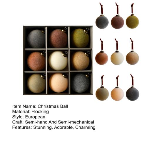 9 Peças Bolas de Natal de Veludo 3,15 polegadas Bolas Flocadas Enfeites para Árvore de Natal Bolas de Plástico Inquebráveis Decoração Pendente para Árvore para Decoração de Feriado
