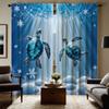 2pcs HD Sea Bottom Romantic Snowflake Turtle Diving Decorative Curtain Blue Tie Digital Printed Curtain Home Decoration Style