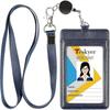 Business Card Holder with Retractable Lanyard, Badge Holder with Clear Window, Holds 2 Cards