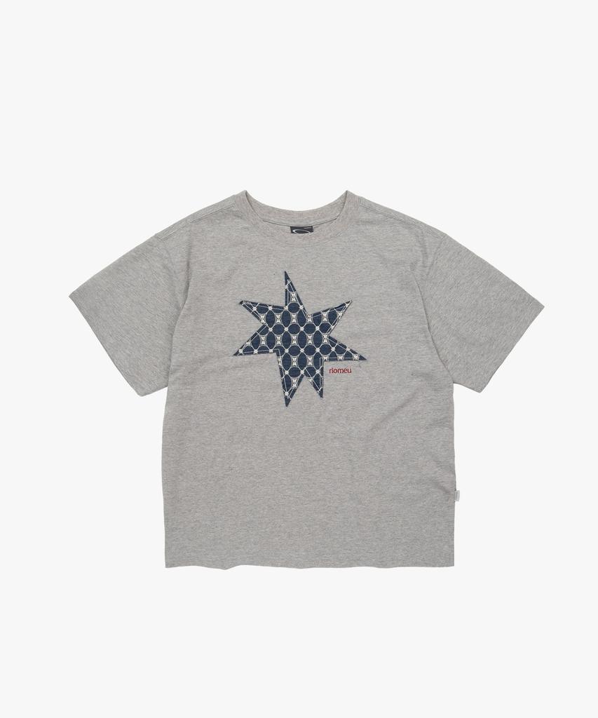 Liomeu Signature Denim Applique Short Sleeve T-Shirt_Melange