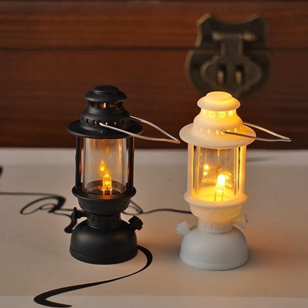 Battery Powered Miniature LED Lantern Plastic Dollhouse Lantern Retro LED Lantern Dollhouse Decor