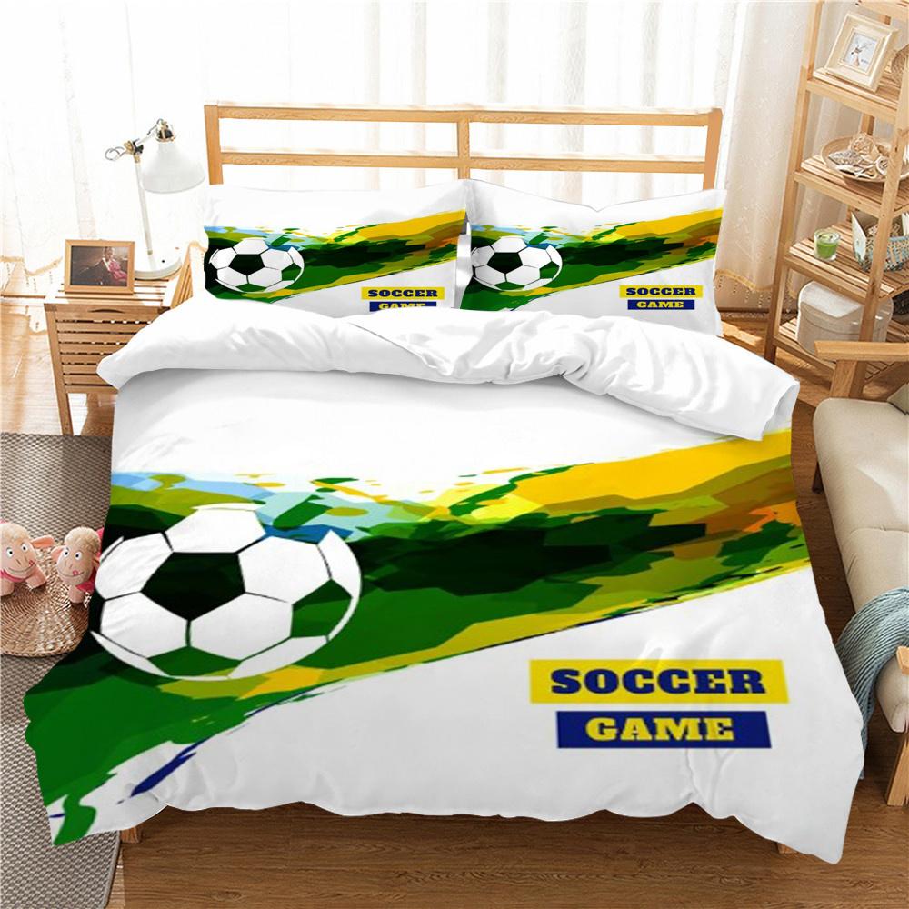 Set Copripiumino con Motivo Creativo Stampato 3D Calcio Set Biancheria da Letto per la Casa Ragazzo Uomo Misura Singola Matrimoniale Set Copripiumino Traspirante