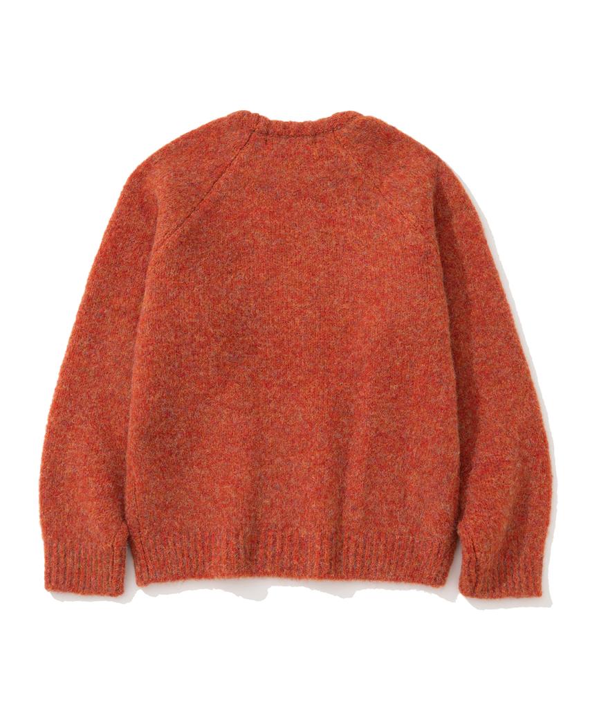 KNITTED (Unisex) Boucle Raglan Crop Round Knit Orange
