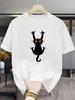 Katzen Grafik T-Shirt, Kurzarm Rundhals Lässiges Sommer T-Shirt