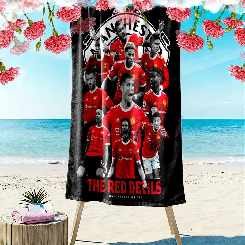 Manchester United Print Beach Towel, Large Soft Quick Dry Towel for Beach Camping Swimming