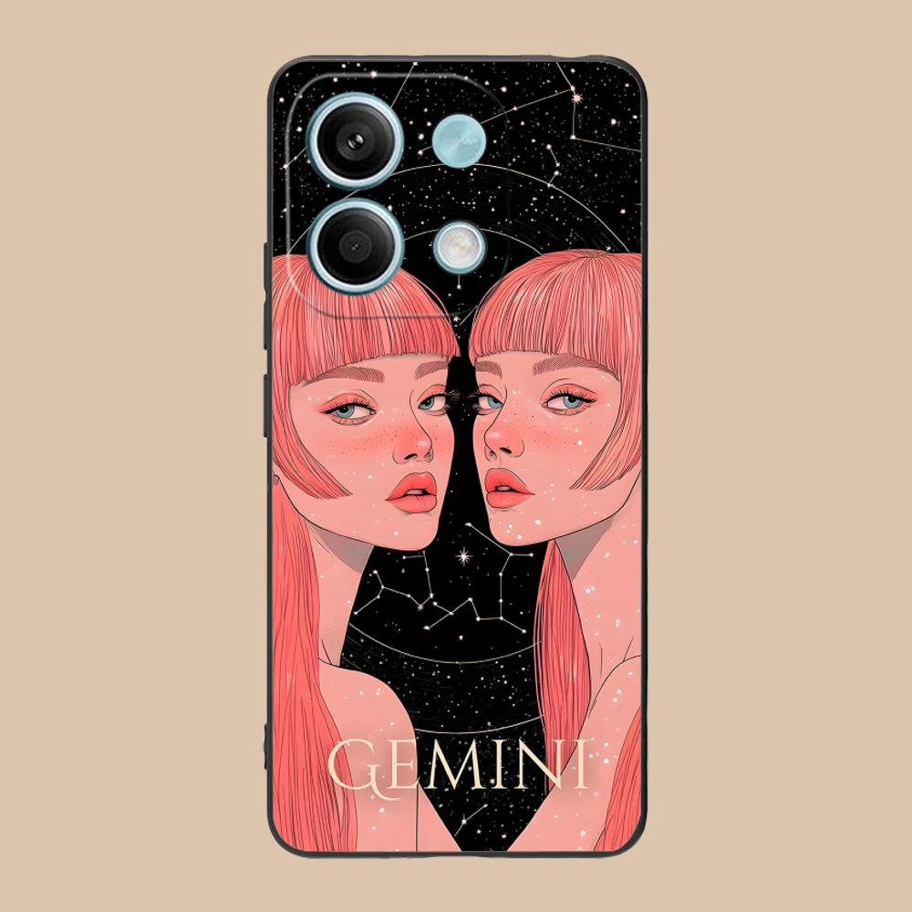 Zodiac Sign Gemini Phone Case for POCO M7 M6 M5 M4 M3 X7 X6 X5 X4 X3 Pro GT 5G Soft TPU Shockproof Cover