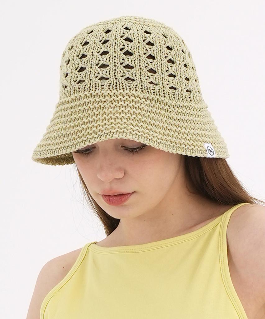 THE-ABON Women'S Summer Peaky Knitted Bucket Hat White