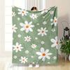 Daisy Print Flannel Throw Blanket - 100% Polyester Non-Woven Fabric, Reversible Digital Printed All-Season, Contemporary Cartoon