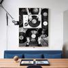 Retro Vinyl Records Music Poster Camera Vintage Black White Photos Decorative Paintings Canvas Wall Art Pictures Bar Room Decor