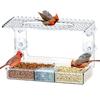 Window Birds Feeder with Suction Cups Clear Wildbird Feeder with Detachable Seeds Water Tray for Outdoor Birds Watching