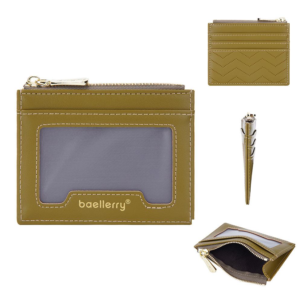 Baellerry Women's Short Purse Pu Leatehr Wallet Zipper Coin Purse Simple Fashion Card Hold Driver's License Key Holder