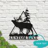 Metal Moose Pine Tree Wall Art Black Personalized Nameplate Modern Home Decor Wilderness