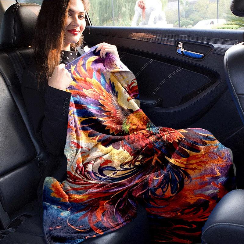 1pc Phoenix Printing Lightweight Flannel Blanket, Comfortable and Warm Blanket, for Camping Sofa Bed and Couch Office, Gift
