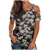 Damen Hohlausschnitt Solider Druck Lässig Kurzarm T-Shirt Oberteile Bluse