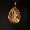 Acala Buddha Pendant Necklace, 39mm, Carved from Australian Sandalwood and Fragrant Wood, Double-Sided Carving, Zodiac Amulet, Charm, Eight Buddhas,
