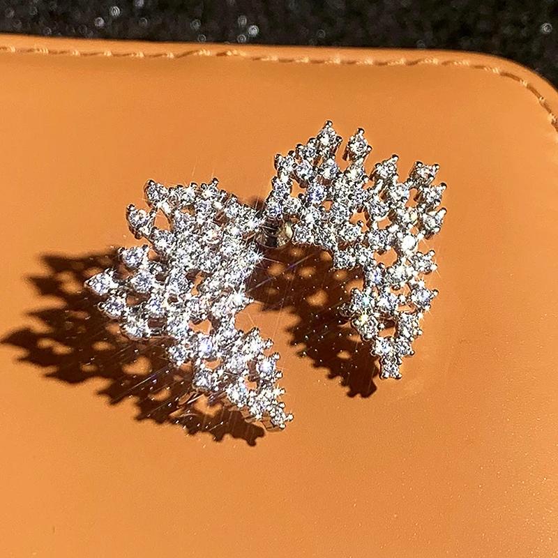 Huitan Gorgeous Women's Stud Earrings Full with Small Cubic Zirconia Bling Bling Female Accessories Wedding Party Trendy Jewelry
