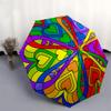 1pc Rainbow Heart Automatic Folding Umbrella - Portable 3-Fold Design, 8-Bone Iron Frame Outdoor Umbrella, Perfect Gift for Fans, Travelers, Daily Use