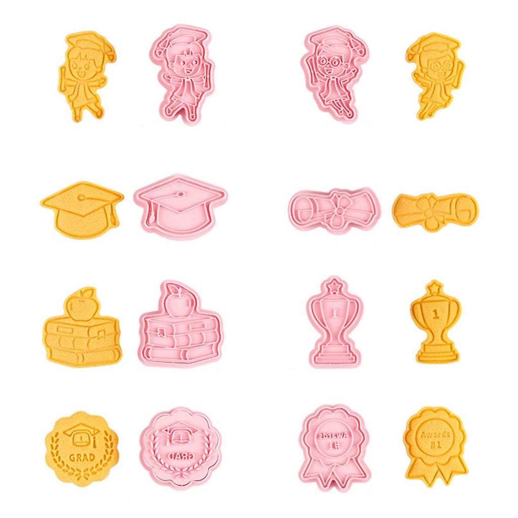 Plastic Cookie Cutters Graduation Series Biscuit Moulds Cookie Moulds Biscuit Cutters 3D Press Baking Gadgets for Cookie